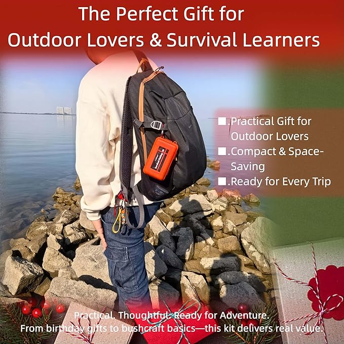 Mini Survival Fishing Kit Small Emergency Fishing TackleBox Pocket Outdoor Fishing Set Travel Party Fishing shoebox Surf Survivalist Fishing Accessories Pack Fishing Gear Gifts for Starter Men