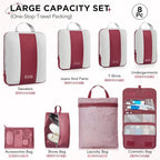8 Set Compression Packing Cubes for Travel Essentials,Compressible Expandable Packing Cubes for Suitcase,OlarHike Luggage Organizer Bags for Travel,Handy Helper for Organizing Clothes(Wine Red)