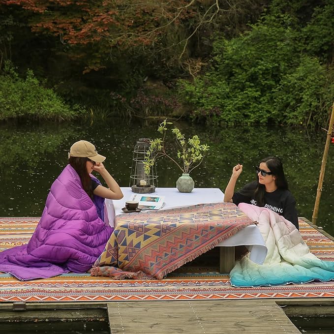 Camping Blanket,Lightweight Puffy Printed Camping Blanket Packable Outdoor Blanket for Camping,Traveling, Stadium, Hiking, Picnics