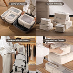EPICKA TripCozy Compression Packing Cubes - 6 Set Durable Travel Organizer Bags with Mesh Top, Expandable Travel Accessories for Carry on, Luggage, Suitcase, Backpack (Beige)