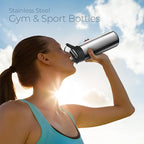 SipX™ Triple-Insulated Stainless Steel Water Bottle 25oz. With 3 Lids, BPA-Free Reusable Insulated Water Bottle Keeps Cold 24 Hours, Metal Water Bottle Made Of Sustainable Material For Hiking & Biking