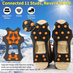 Non-Slip Ice Cleats Snow Grips, Strong Traction Crampons 11 Steel Studs, for Shoes and Boots, Snow Ice Walking