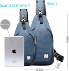 Small Sling Bag Crossbody Backpack Over the Shoulder Bag for Men Women Travel Outdoors, Lightweight Sling Chest Pack (Large, Blue)