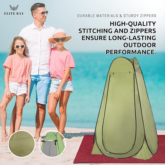 Waterproof Tent with Two Windows – 170T Polyester Lightweight Shelter for Outdoor, Hiking & Beach | Single & Double Size Options | Easy Setup | Portable Green Pop-Up Tent for 1-2 Persons