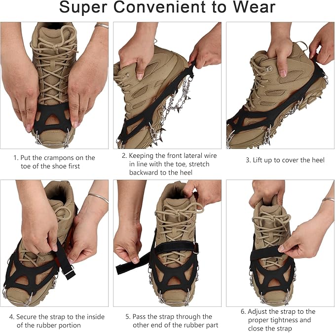 Crampons Upgraded 19 Spikes Ice Snow Grips Traction Cleats System Safe Protect for Walking, Jogging, or Hiking on Snow and Ice