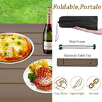 Grope Portable Camping Table with Aluminum Table Top, Folding Beach Table Easy to Carry, Prefect for Outdoor, Picnic, BBQ, Cooking, Festival, Beach, Home (Coffee-S)