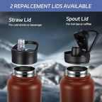 HASLE OUTFITTERS 32oz Stainless Steel Water Bottle, Vacuum Insulated Double Walled Leak Proof Sports Water Bottle with 2 Lids (Straw and Spout Lid) Thermo Mug Keep Cold and Hot(Ruby Purple Gradient,1)