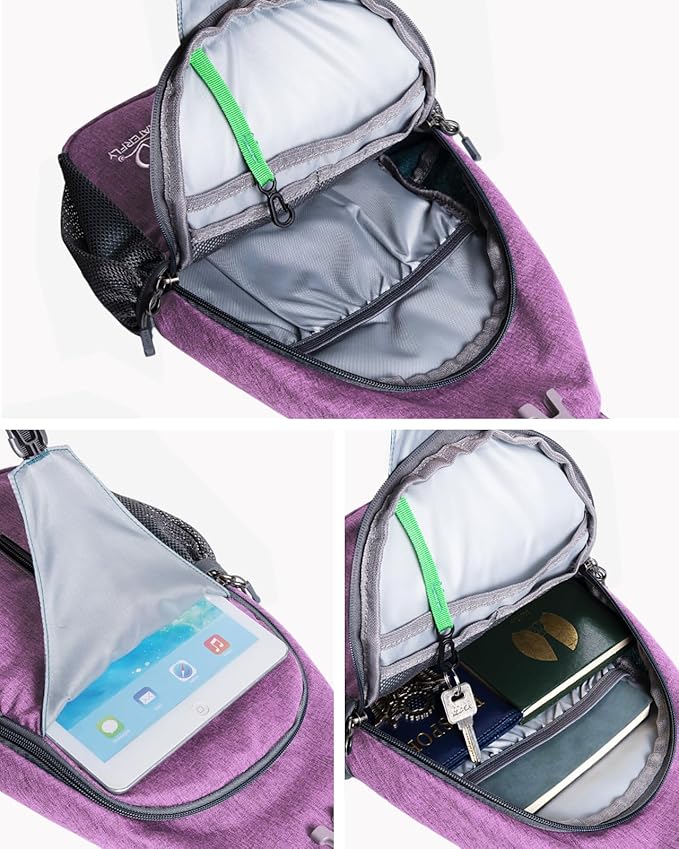 WATERFLY Small Hiking Sling Bag: Crossbody Sling Backpack Chest Bag Daypack for Men Women with Skin-Friendly Shoulder Strap