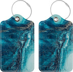 Luggage Tags for Suitcases, 2 Pack Cute PU Leather Suitcase Tag Identifiers TSA Approved with Stainless Steel Loop and Address Card for Baggage Tag for Cruise Airport Travel Essentials by Chelmon