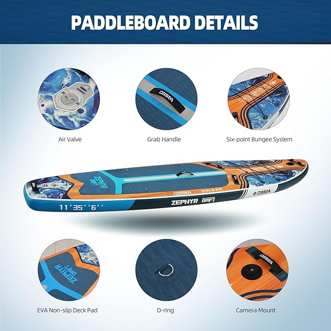 11 ft Extra Wide Inflatable Paddle Board with Accessories, Stand Up Paddleboard for 2 Person, All Around SUP Board for Adults, Fishing, Yoga