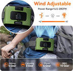 10000mAh Personal Waist Fan, USB Rechargeable Clip The Waist For Working,10 Speed & 40H Cooling and Heatstroke Prevention For Outdoor Travel Camping (K60-green, 12000mAh)
