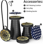 ALEVMOOM Upgraded Telescoping Collapsible Stool with Cushion, Folding Stool with Printing Portable Retractable Foldable Seat Max Load 550lbs for Adults Camping Fishing Outdoor