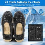 Ice Snow Traction Cleats Crampons, 28 Teeth Snow Spikes for Shoes and Boots, Rubber Anti Slip Ice Snow Grippers, Ice Cleats for Walking On Snow and Ice, Hiking, Climbing