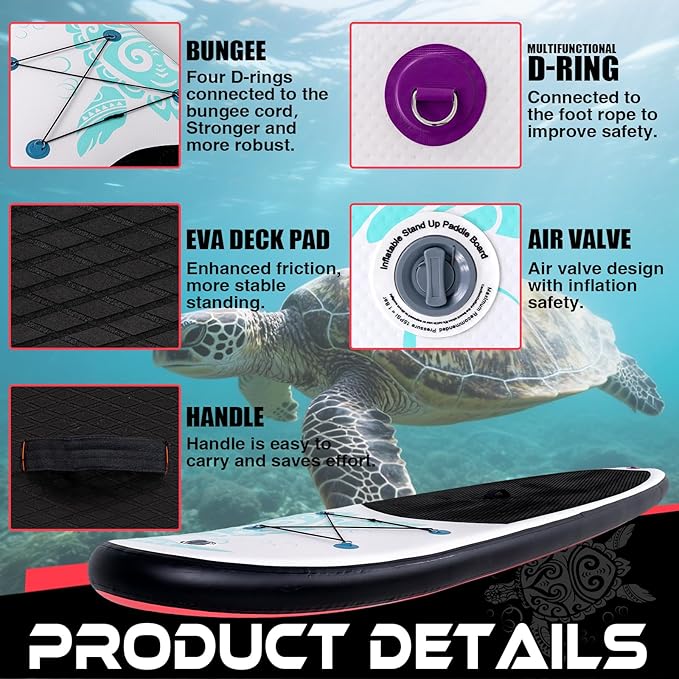 FunWater Inflatable Stand Up Paddle Board with Premium SUP Paddleboard Accessories, Anti-Slip EVA Deck, 11'/10'6'' Paddle Boards for Adults & Youth of All Skill Levels