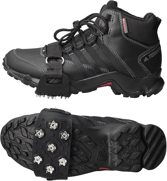 Crampon Traction Cleats Anti-Skid Traction Grips Crampons Spikes 7 Point Cleats for Footwear for Walking, Jogging, Hiking, Mountaineering Ice Snow Grips
