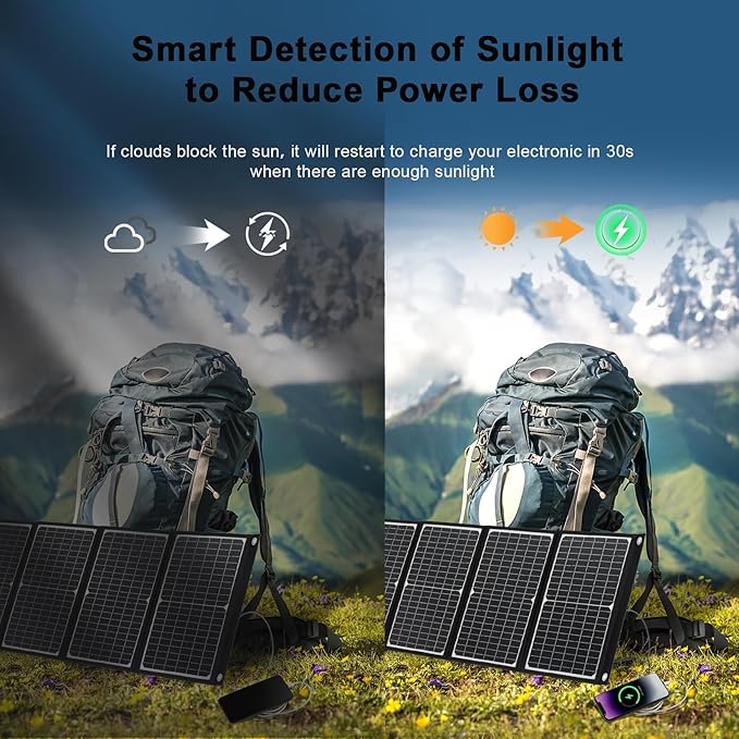 100 Watt Portable Solar Panel, Foldable Solar Panel Charger with Kickstands, QC3.0 USB-A USB-C & DC Output for Phone/Power Station, IP65 Waterproof for Camping Backpacking Hiking RV Blackout