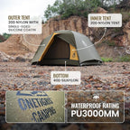 OneTigris Stella 4 Season Camping Tent Backpacking 2 Person Waterproof Lightweight Easy Setup Instant 3000mm Waterproof Rating Outdoor Hiking Tent