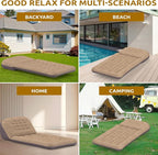 Inflatable Camping Air Mattress with Adjustable Backrest-Inflatable Lounge Sofa Chair Single Portable Bed for Home or Outdoor Relaxing