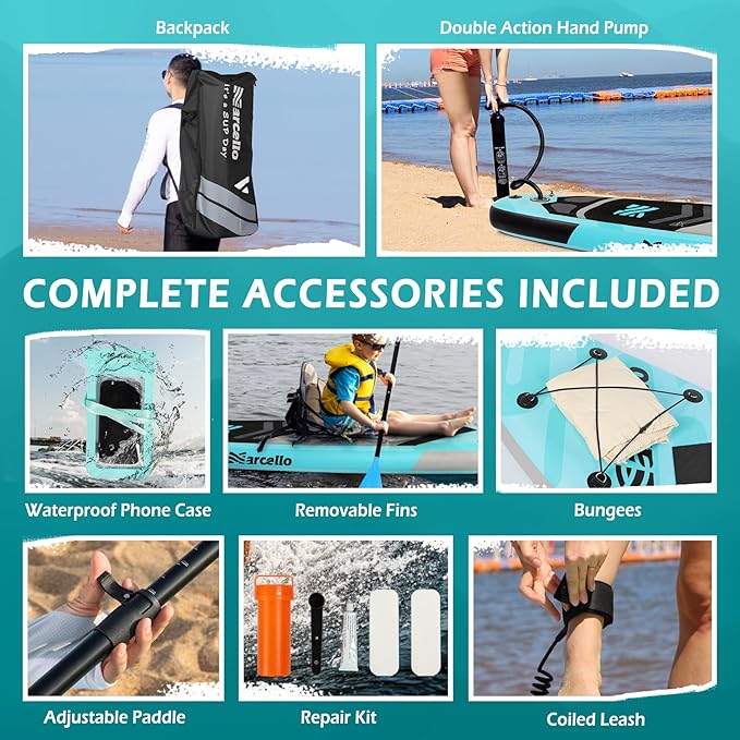 Paddle Board, Inflatable Stand Up Paddle Board，10.6'×33"×6" Ultra-Light SUP Board with Hand Pump, Leash, Repair Kit, Waterproof Phone Case and Backpack
