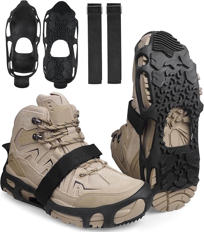 Spikeless Ice Cleats,Anti-Slip Snow Winter Traction Grips Crampoms for Slick Wet Surface Indoor Outdoor Use Ice Shoes Grippers Rubber Tread Overshoes