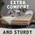 Queen Air Mattress with Frame, Self Inflating/Deflating Bed for Adults - PeakRest Blow Up Bed, Camping Cot with Mattress for Adults - Portable Queen Bed with Travel Rolling Case on Wheels