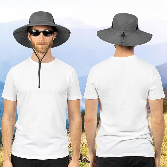 SUN CUBE Wide Brim Sun Hat Men Women, Fishing Hats Sun UV Protection, Mens Hiking Bucket Hat Safari Beach Boonie, UPF 50+