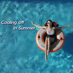 Round Floating Ring Inflatable Water Hammock Heavy Duty River Floats Lake Raft for Adults Tanning Pool Lounger Float Island Platform Pad Mat for Party