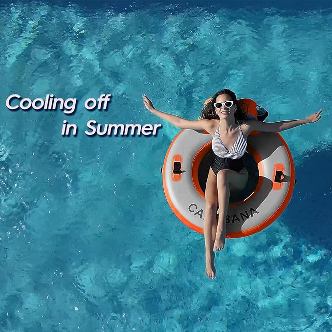 Round Floating Ring Inflatable Water Hammock Heavy Duty River Floats Lake Raft for Adults Tanning Pool Lounger Float Island Platform Pad Mat for Party