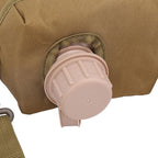 Outdoor - 2L Portable Water Canteen with Waist Bag, Multi Fuctional PVC Flat Camping for Surplus or Bushcraft Gear (Khaki)