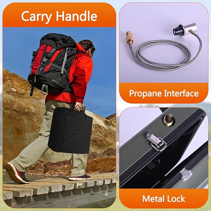 2 Burner Propane Camping Stove with Grill and Carrying Bag, Portable Folding Camp Stove with 17,000 BTU Adjustable Burners for Backpacking, Picnics, Outdoor Cooking