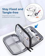 BAGSMART Electronics Organizer Travel Case, Cable Charger Cord Tech Organizer Pouch for Phone Charger Accessories, Grey