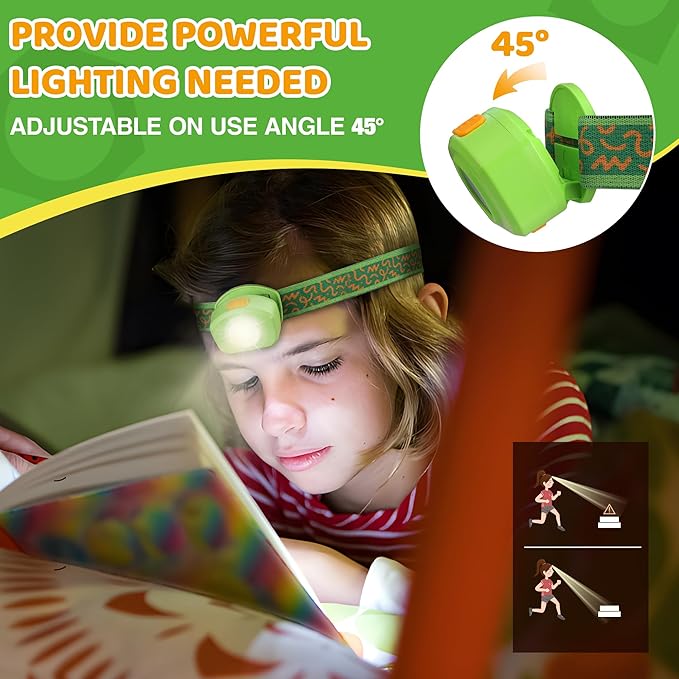 EverBrite LED Headlamp Rechargeable Kids Headlamp with RGB Mode and Adjustable Headband, 3 Modes Multicolor Headlamp for Camping, Reading, Exploring, Halloween, Christmas