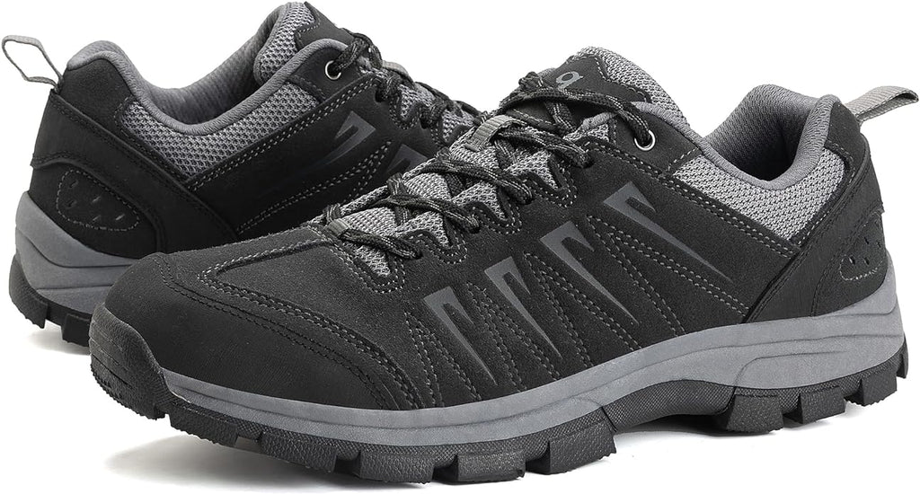 OL OUTJET LEGEND Men's Waterproof Hiking Shoes Leather Comfortable Lightweight Anti-Slip Outdoor Walking Work Sneakers