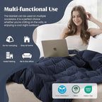 puredown® King Size Blanket for Bed, Ultra Soft Lightweight Down & Feather Fill, All Season Microfiber Blanket, Machine Washable, 88"X108", Navy