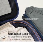 LeanTravel Premium Compression Packing Cubes for Travel - Suitcase Organizer Bags with Double Zipper & Breathable Mesh Panel - Space Saving Carry On Luggage Essentials (4-Pack, Navy Blue)