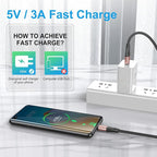 USB Type C Cable Fast Charging,3pack 10ft Premium Nylon Braided 3A Rapid Charger Quick Cord,Type C to A Cable Compatible for Samsung Galaxy S21 S20 S10 S9 S8 Plus,Note 20 10 9 8, LG V50 V40 G8（Pink）