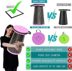 ALEVMOOM Upgraded Portable Collapsible Stool with Cushion,Telescoping Folding Stool for Adults,Yet More Sturdy Camping Stool with Load Capacity 1000lbs,for Outdoor Garden Hiking BBQ