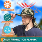 SUN CUBE Sun Hat for Men, Wide Brim Fishing Hat Neck Flap Cover Men, Women, Hiking, Camping, Sun Protection UV, Gardening