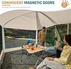 Screen House Tent 13x9ft Screen Room Mesh Gazebos w/ 2 Magnetic Doors, Included Projection Screen, Camping Tent Screened Canopy Shelter for Outdoor Patios Backyards Activities (Beige)