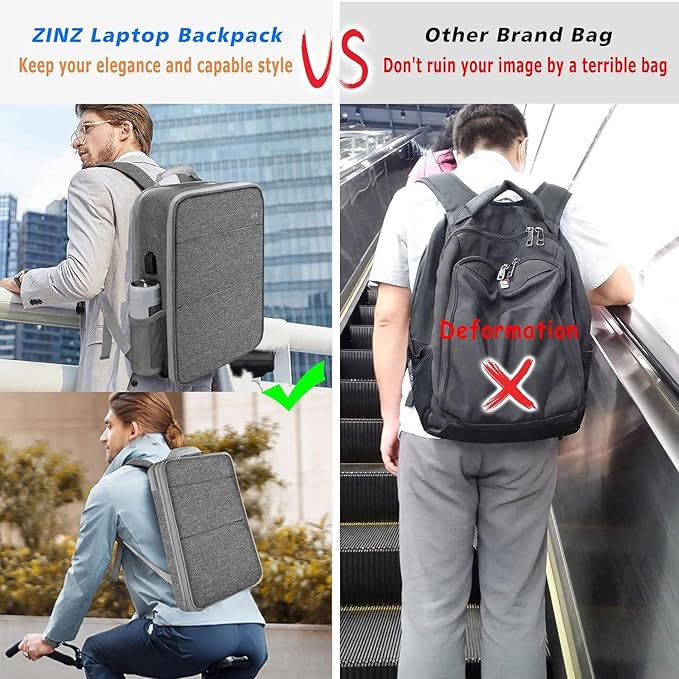 ZINZ Slim & Expandable Laptop Backpack 15 15.6 16 Inch Case, Water Resistant Travel Backpack Compatible with MacBook Pro/Neo 16" 15", Dell XPS 15 16 and Most 15" 15.6" 16" Notebooks，D01G02