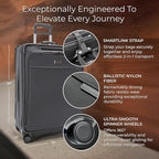 Briggs & Riley 29" Large Expandable Spinner - Checked Luggage for Travel, Suitcases with Wheels, Softside Rolling Bag for Men & Women, Self-Repairing Zipper - Baseline Collection, Steel Gray