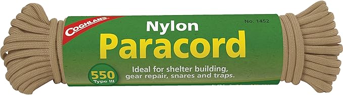 Coghlan's 50 ft Nylon Paracord - Type III 550 Survival Rope with 7 Core Strands, 550 lbs Break Strength - Versatile Outdoor Gear for Camping, Shelter, Repair, and Emergency Preparedness