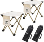 Opliy Camping Stool 2 Pack,13.5 Inch Portable Folding Stool for Outdoor Gardening and Beach Hiking Fishing,Foot Stool with Carry Bag (Khaki)