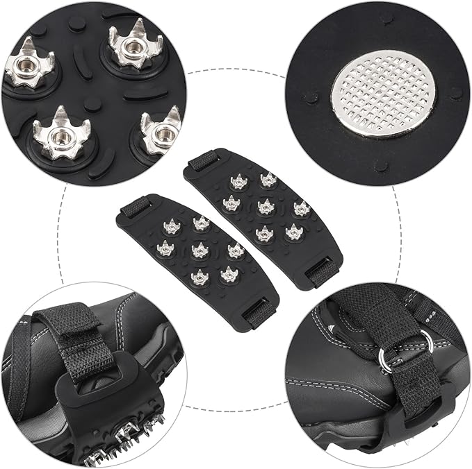 Crampon Traction Cleats Anti-Skid Traction Grips Crampons Spikes 7 Point Cleats for Footwear for Walking, Jogging, Hiking, Mountaineering Ice Snow Grips