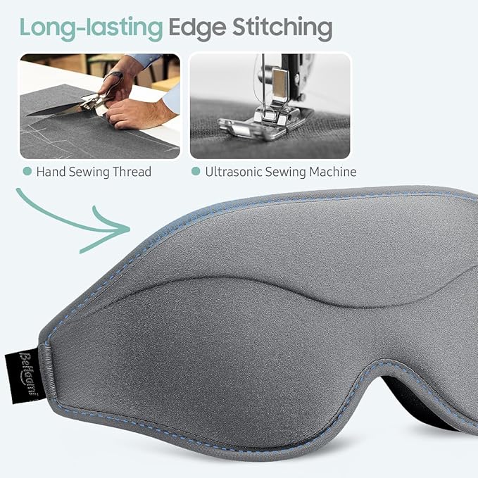 Sleep Mask, Premium Eye Mask for Sleeping, Completely Blackout, Superior Soft Comfort, Upgraded 3D Ergonomic Designed Sleeping Mask for Home, Office, Travel, Meditation, Yoga, Grey