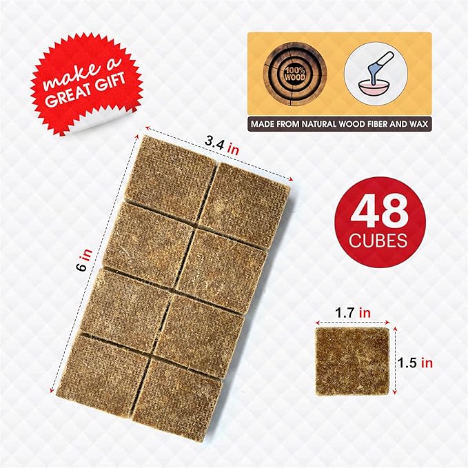 Dextreme Fire Starter Pack of 144/48 Natural Fire Starters Cubes for Campfires, Charcoal, BBQ, Grill Pit, Fireplace, Wood Stoves, Smokers and Camping - Easy to Ignite and Non Toxic… (48 Squares)