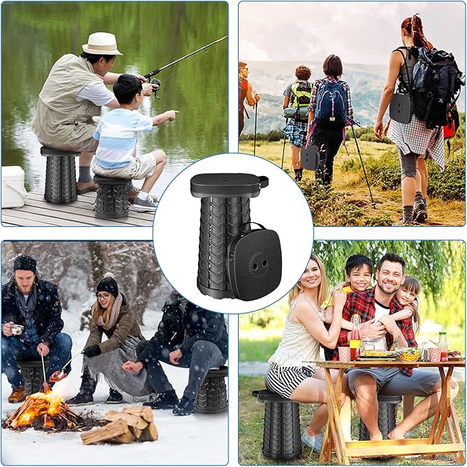 2 Pack Collapsible Stool - Lightweight Folding Stool, 485lbs Capacity, Portable for Adults, Camping, Fishing, Hiking, Outdoor, Travel