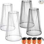 HESTYA 4 Pack Mosquito Head Net Face Mesh Protecting Net for Outdoor Hiking Camping Climbing Mosquito Fly Insects Preventing(Black, Gray)