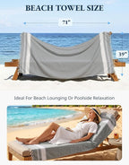LANE LINEN Beach Towel, Oversized Beach Towel 39"x71", Lightweight Beach Essentials for Women, Large Pool Towel, Absorbent & Quick Dry, Sand Free Beach Towel - Alloy