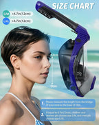 Full Face Snorkel Mask- Snorkeling Gear for Adults with Safe Dry Top Breathing System, Latest Foldable Panoramic View Snorkeling Mask for Men and Women, Anti Fog Anti Leak